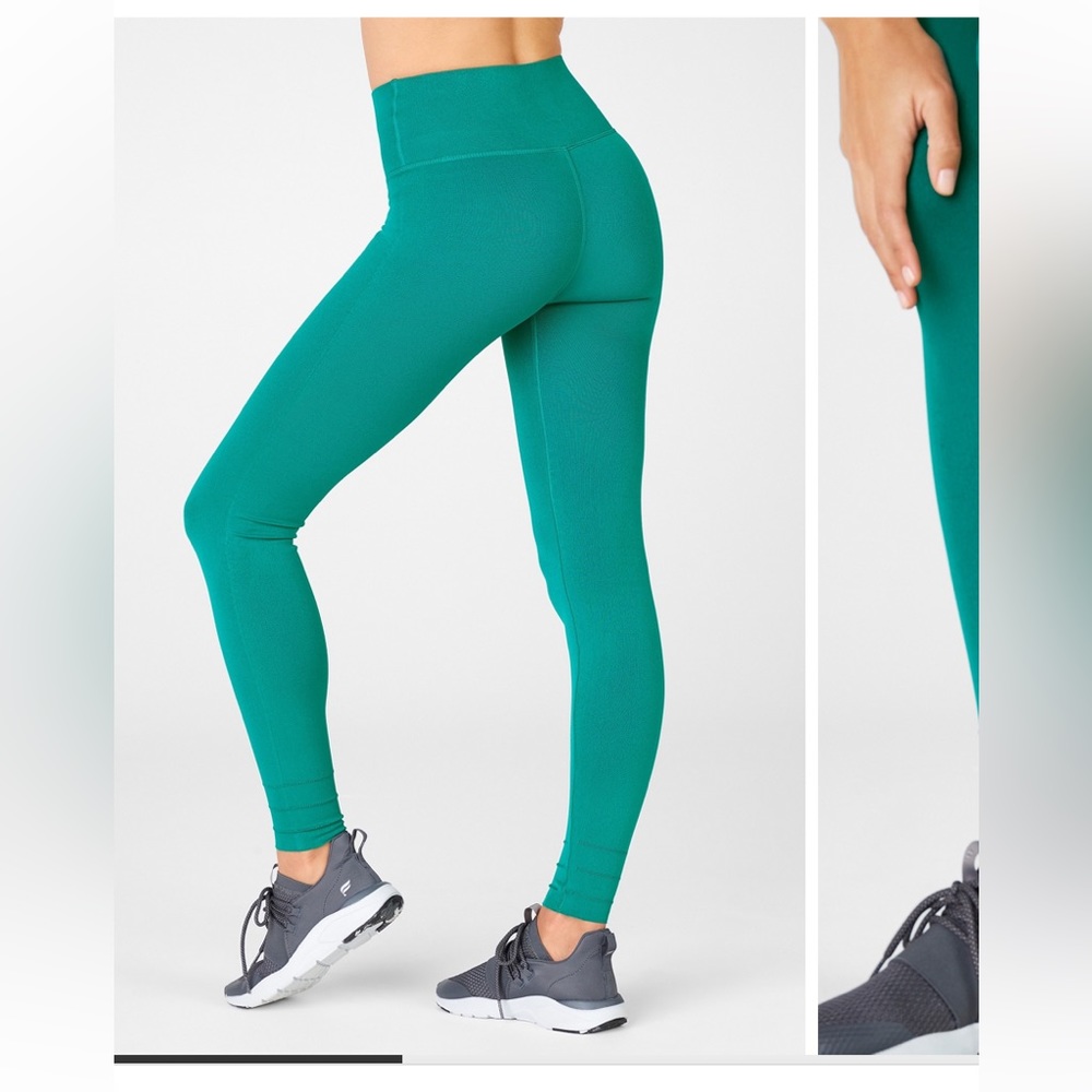 Fabletics sculpt knit high waisted custom length green leggings